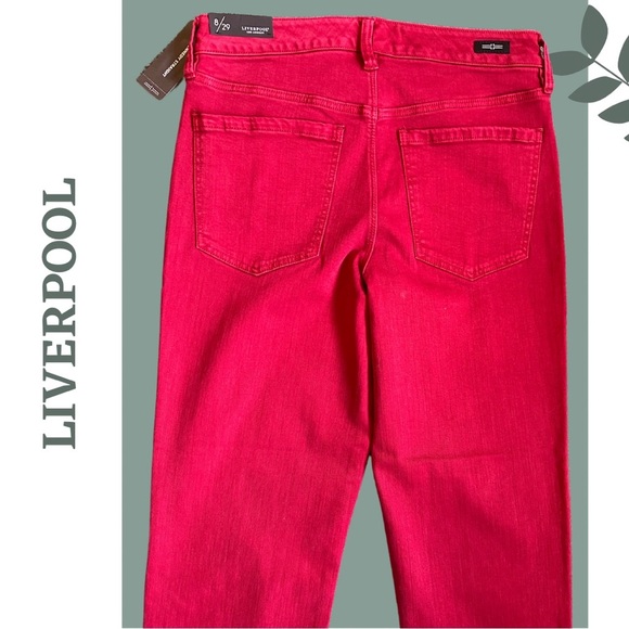 Liverpool Women's Kennedy Straight Cropped Garnet Jeans Size 14 - Picture 6 of 8